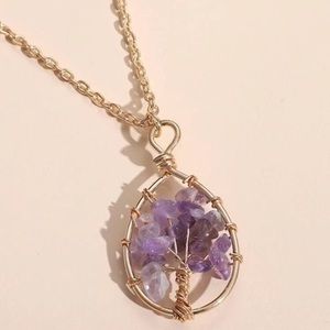Crystals Tree Charm Necklace